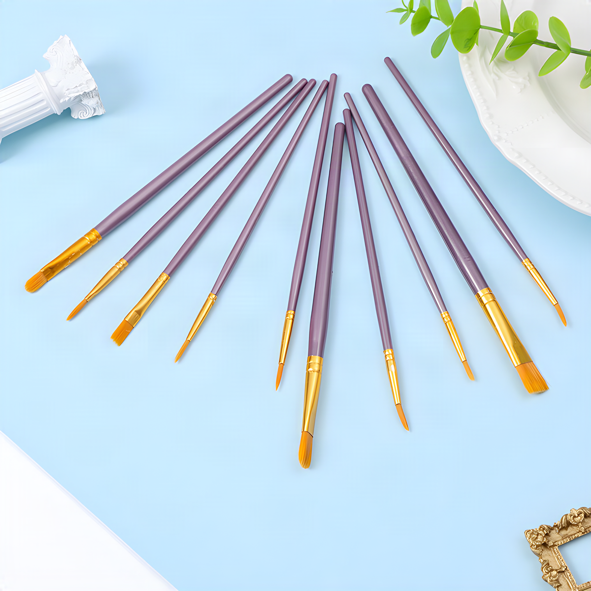 Artist Paintbrush Set, 10 Assorted Tips for Painting & Crafts