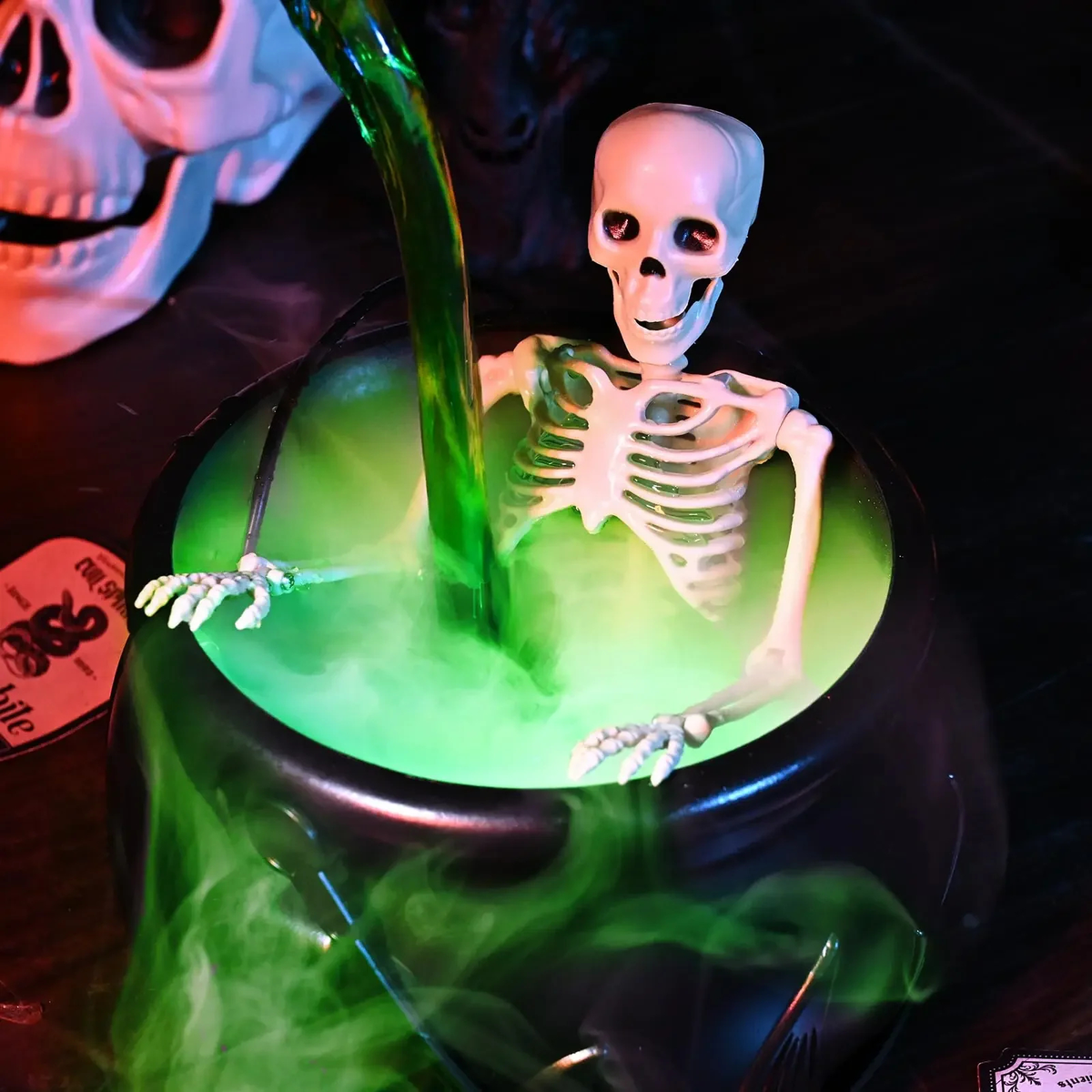 Halloween Cauldron Decoration with Floating Bottle Effect