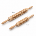 Engraved Wooden Christmas Cookie Rolling Pin, 34 or 42 cm