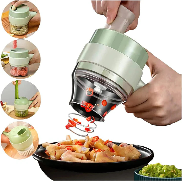 4-in-1 Electric Vegetable Cutter - Handheld Slicer, Grinder & Peeler - TradixPro