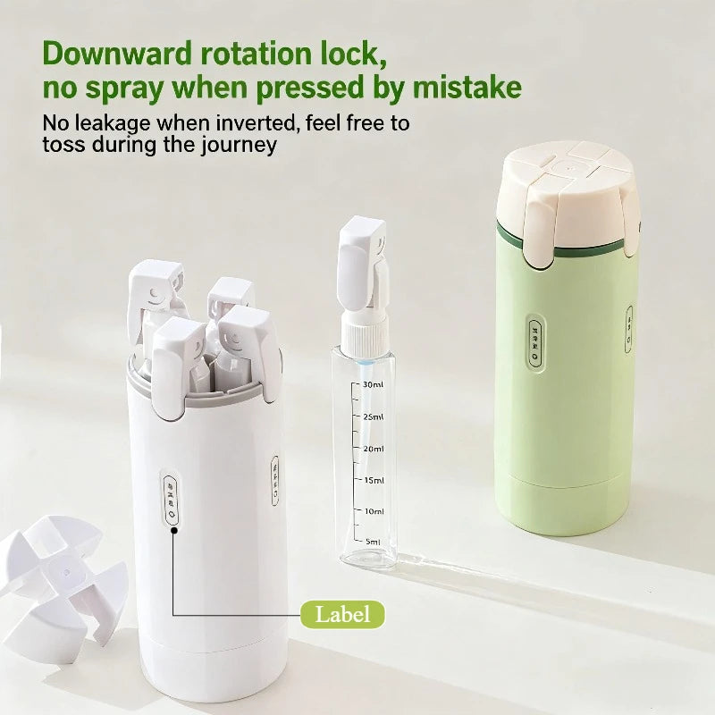 4-in-1 Travel Dispenser Bottle - Shampoo, Conditioner, Lotion & Body Wash - TradixPro