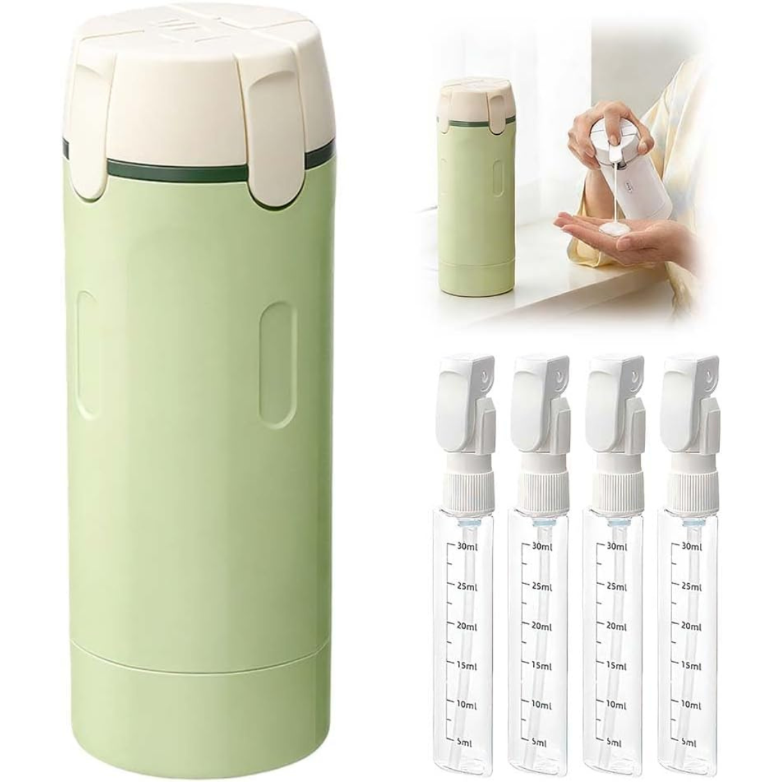 4-in-1 Travel Dispenser Bottle - Shampoo, Conditioner, Lotion & Body Wash - TradixPro