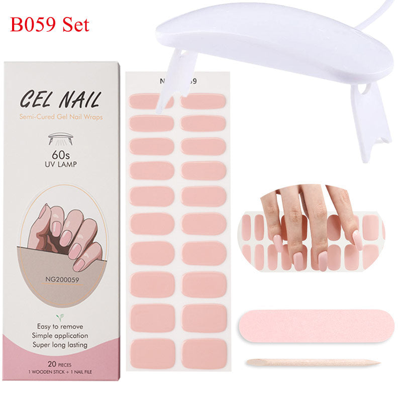 Gel Nail Wraps with UV Lamp Set - French Full Cover Manicure Kit