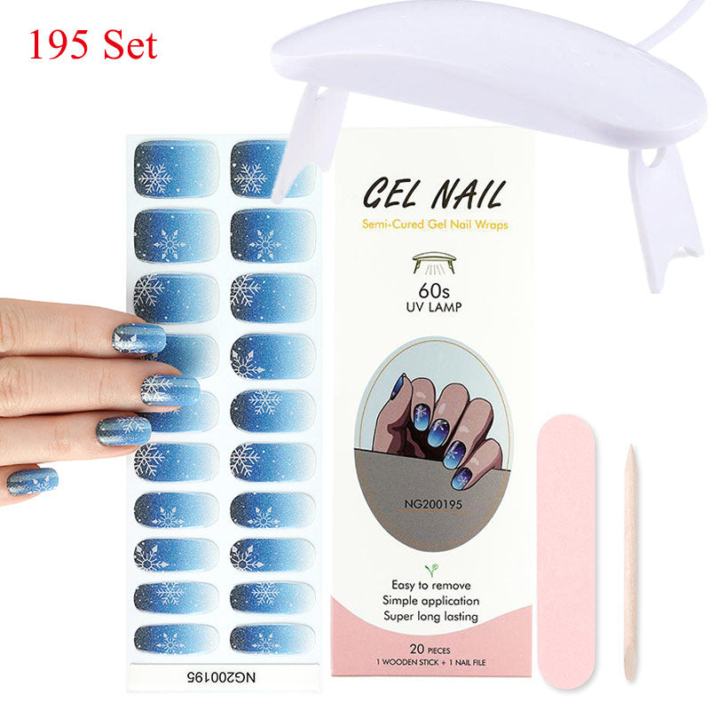 Gel Nail Wraps with UV Lamp Set - French Full Cover Manicure Kit