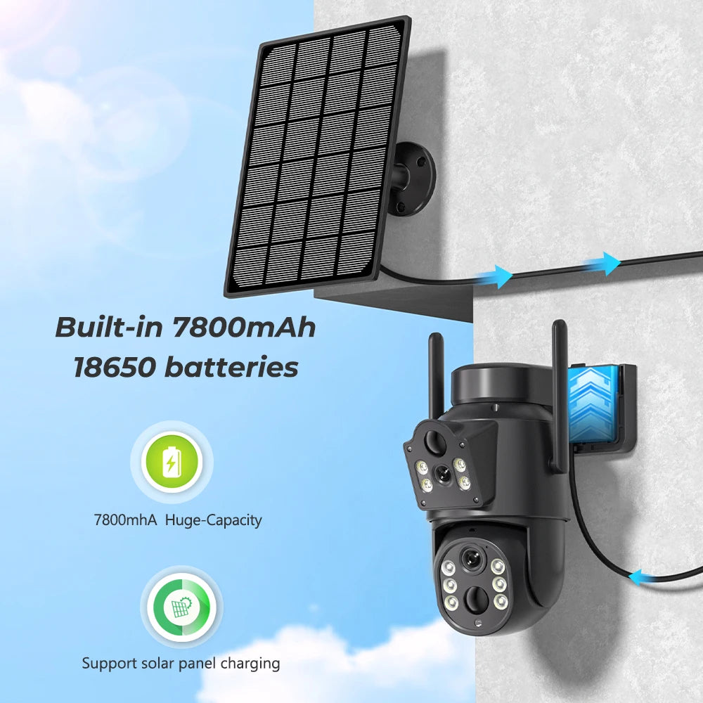 4K Solar Powered Security Camera - Dual Lens WiFi Outdoor Surveillance - TradixPro
