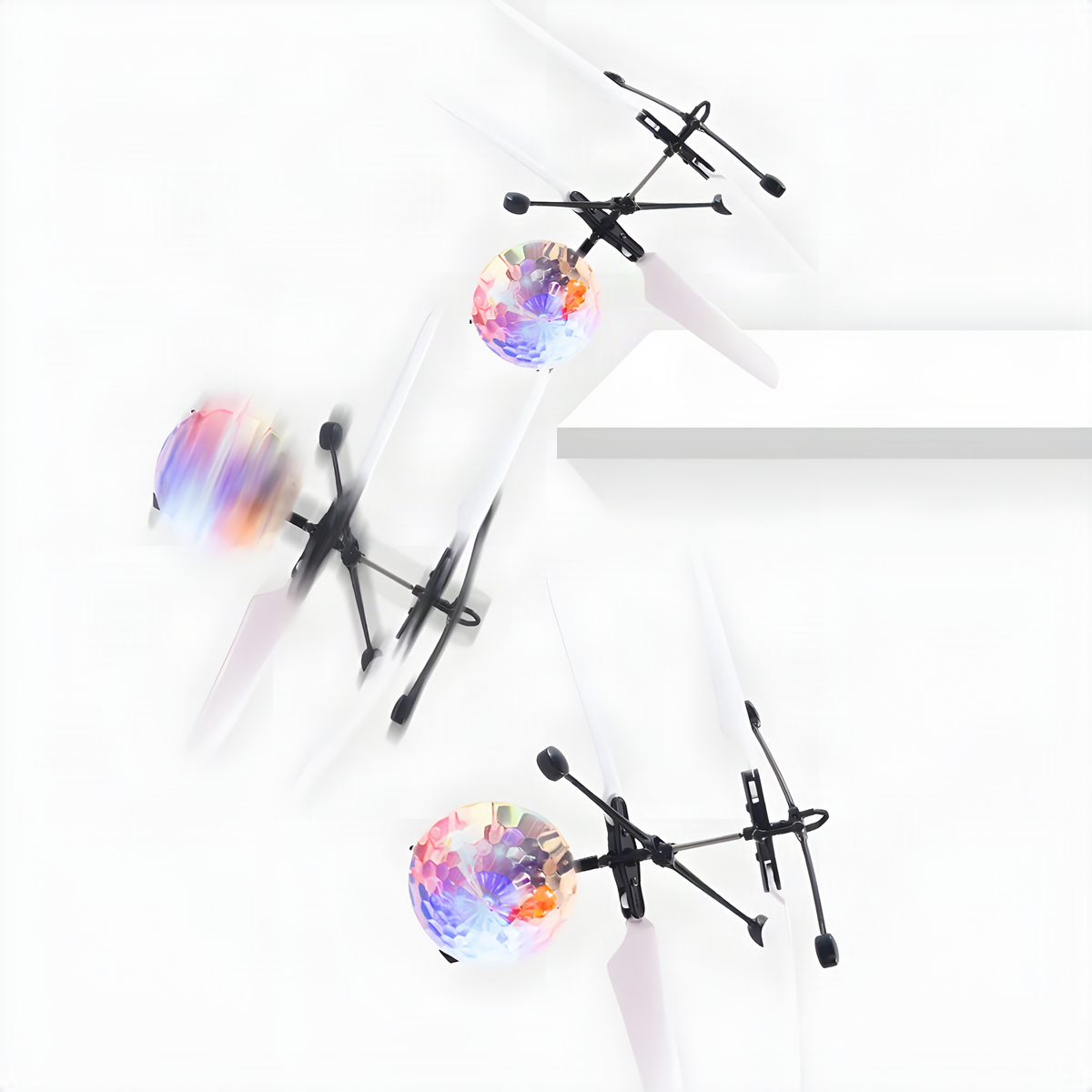 Hand-Controlled Flying Ball Toy with Colorful Lights and Rotors