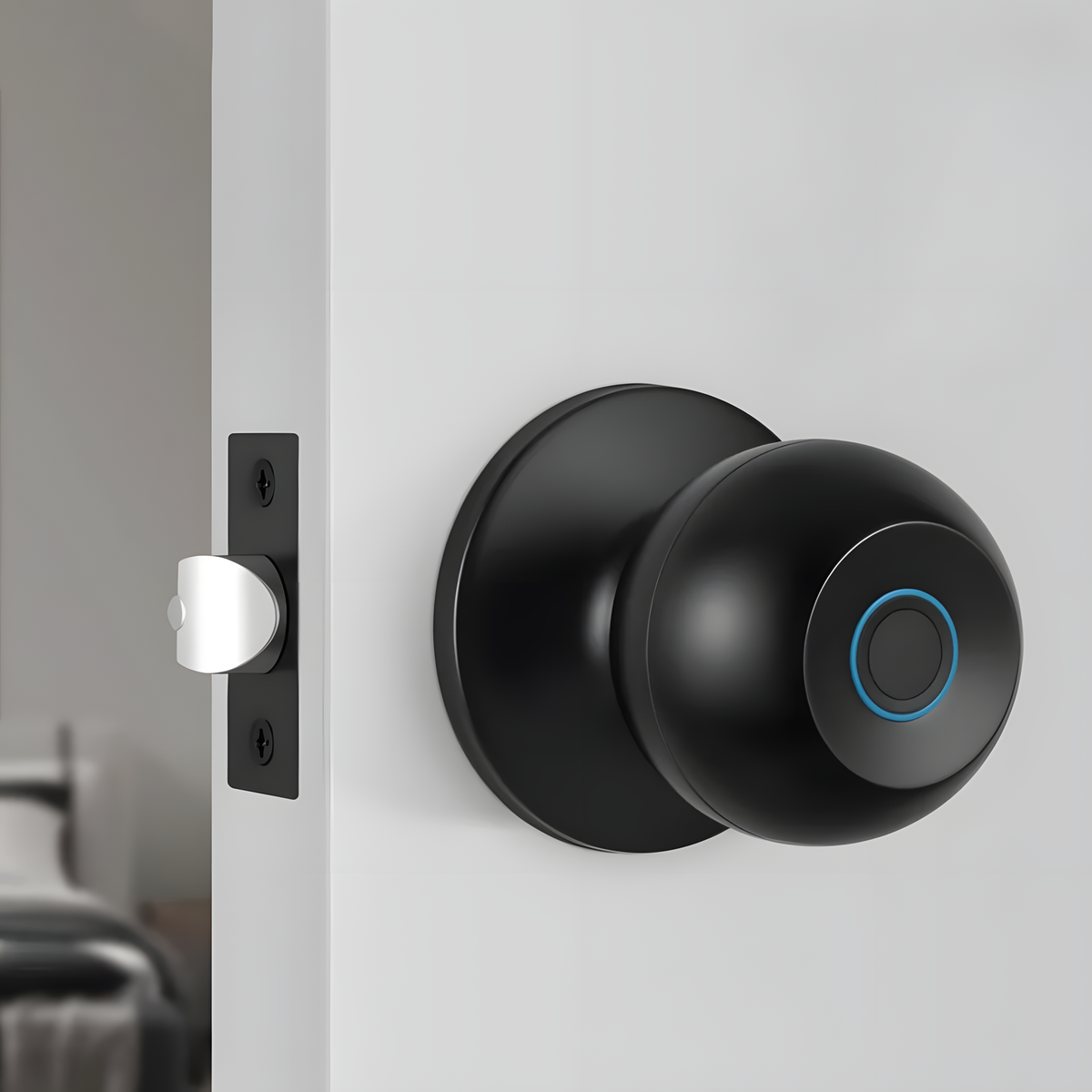 Fingerprint Smart Door Knob with Key Backup, 35-55 mm Doors