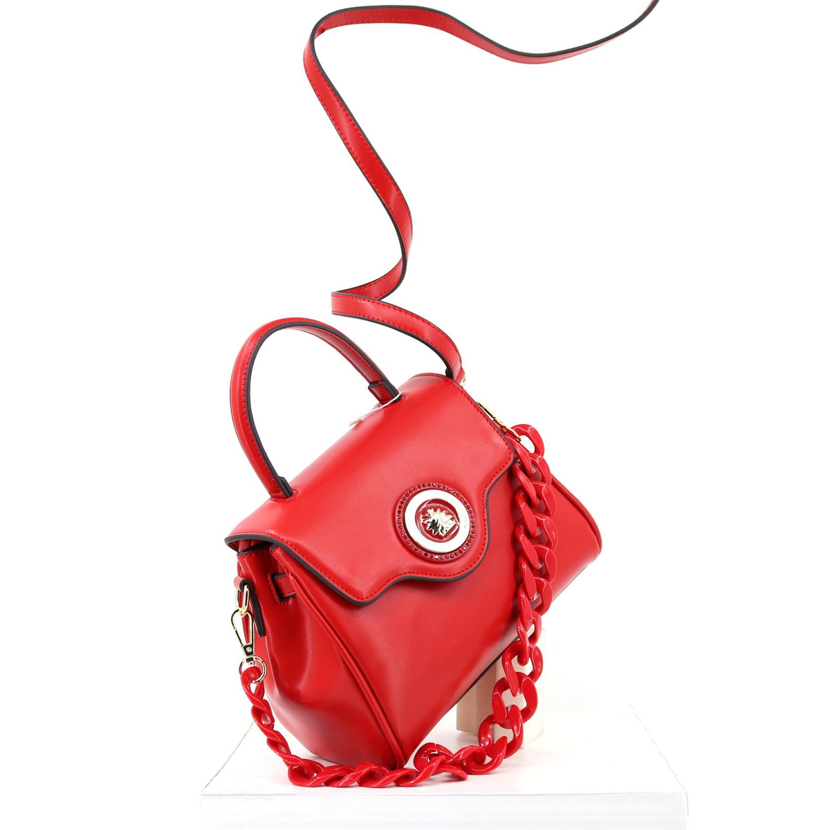 Chain-Strap Shoulder Bag with Flap and Inner Phone Pocket