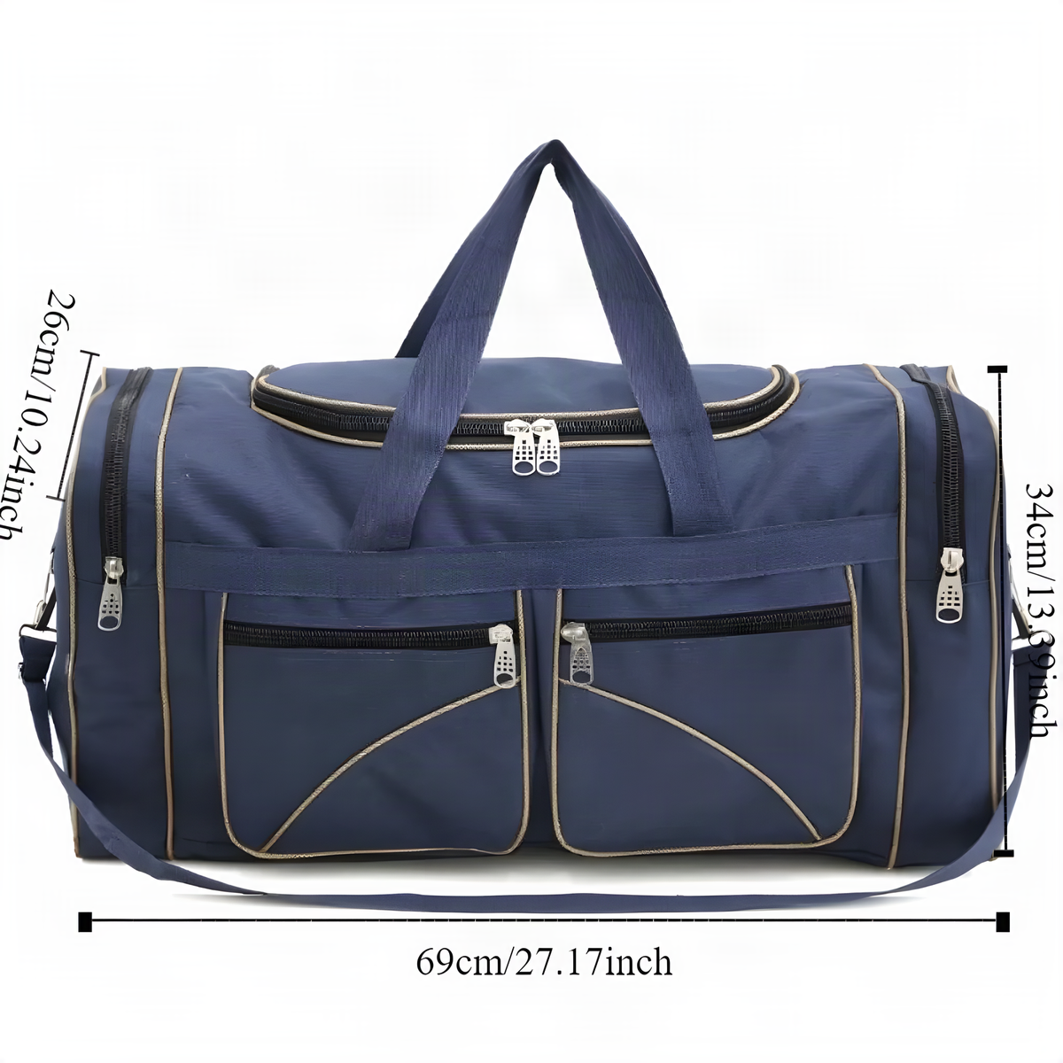 Large Oxford Travel Duffel Bag, 69 cm and Zippered Pockets