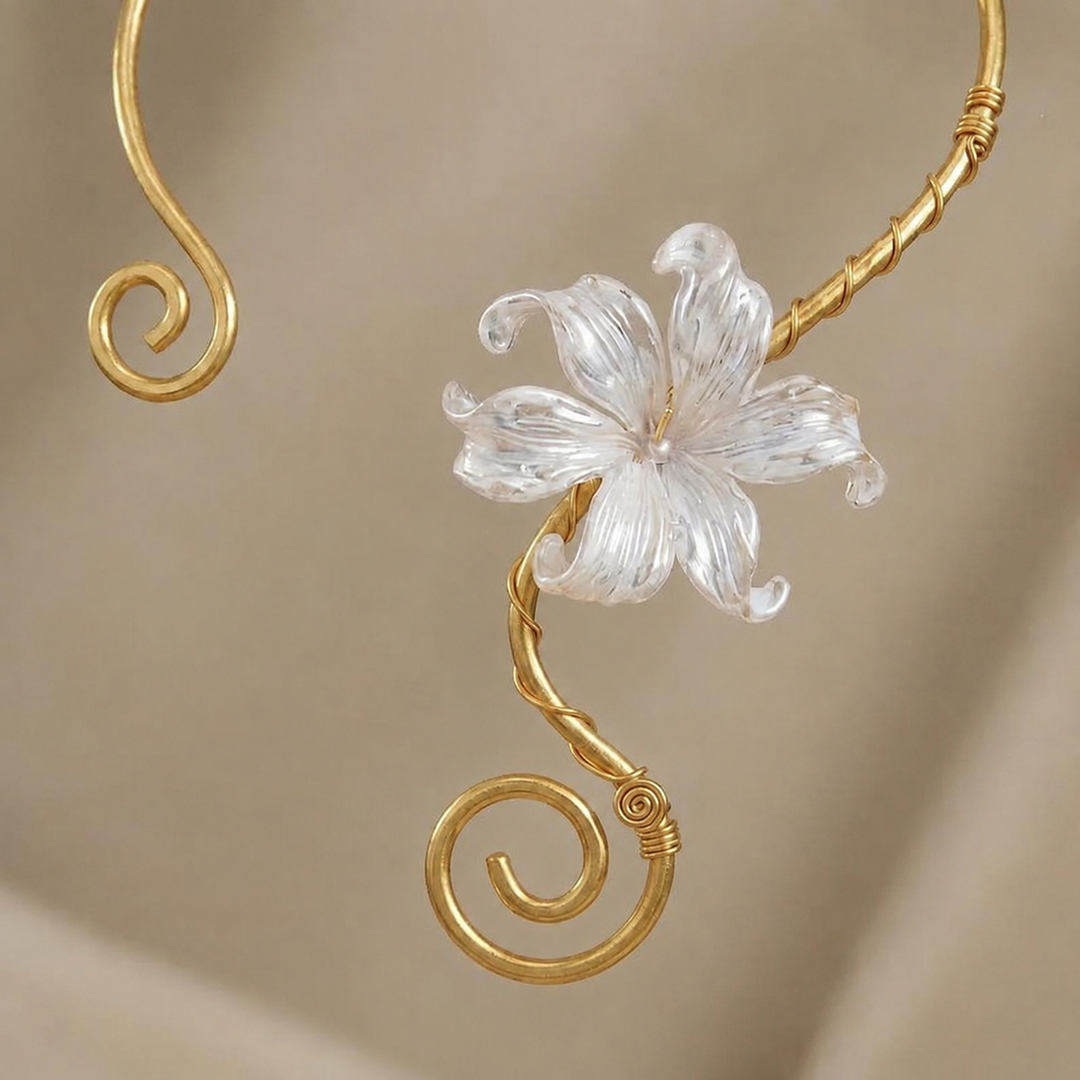 Iris Flower Choker, Open Collar Necklace with Spiral Details