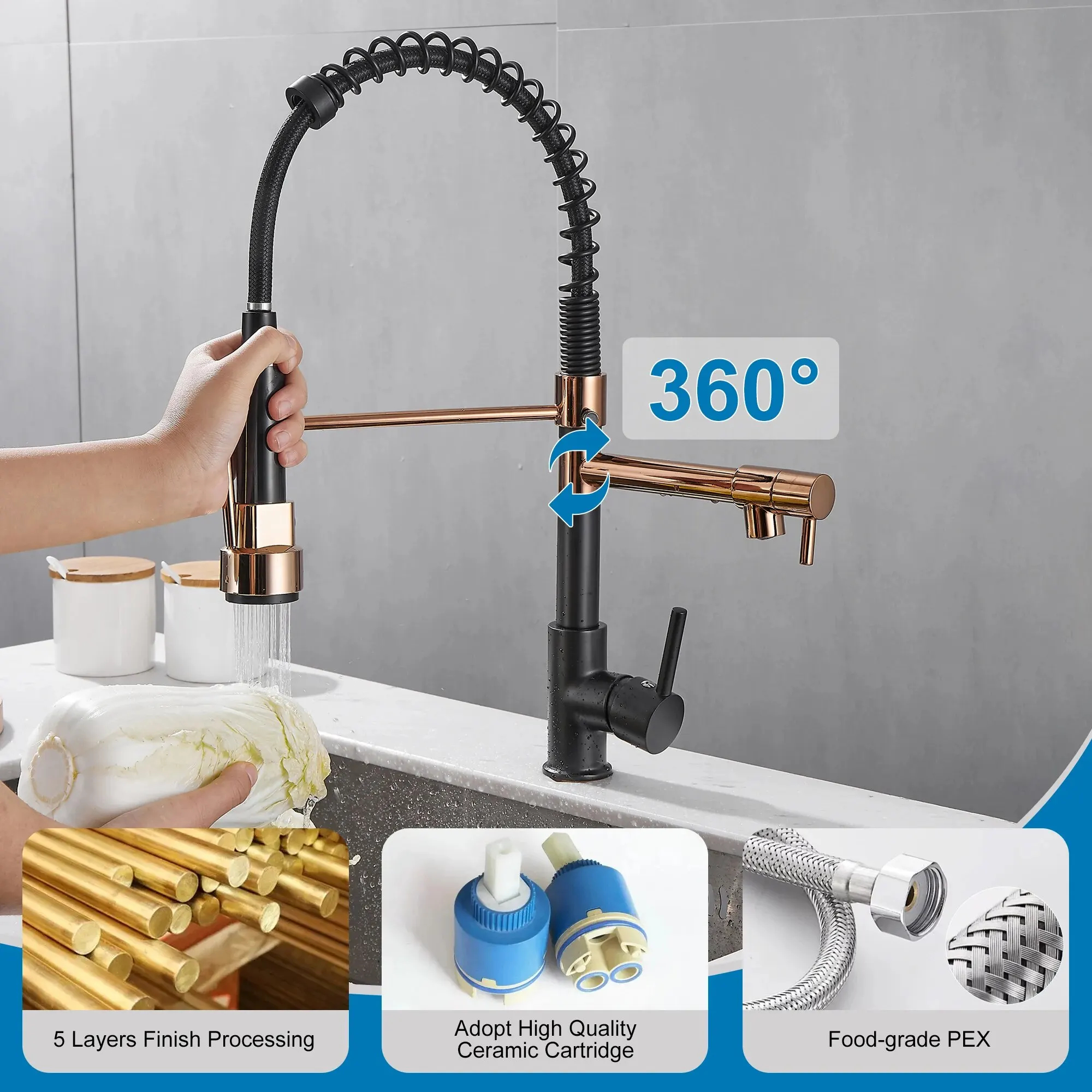 Pull-Out Kitchen Faucet – Single Handle Mixer Tap 4 Finishes