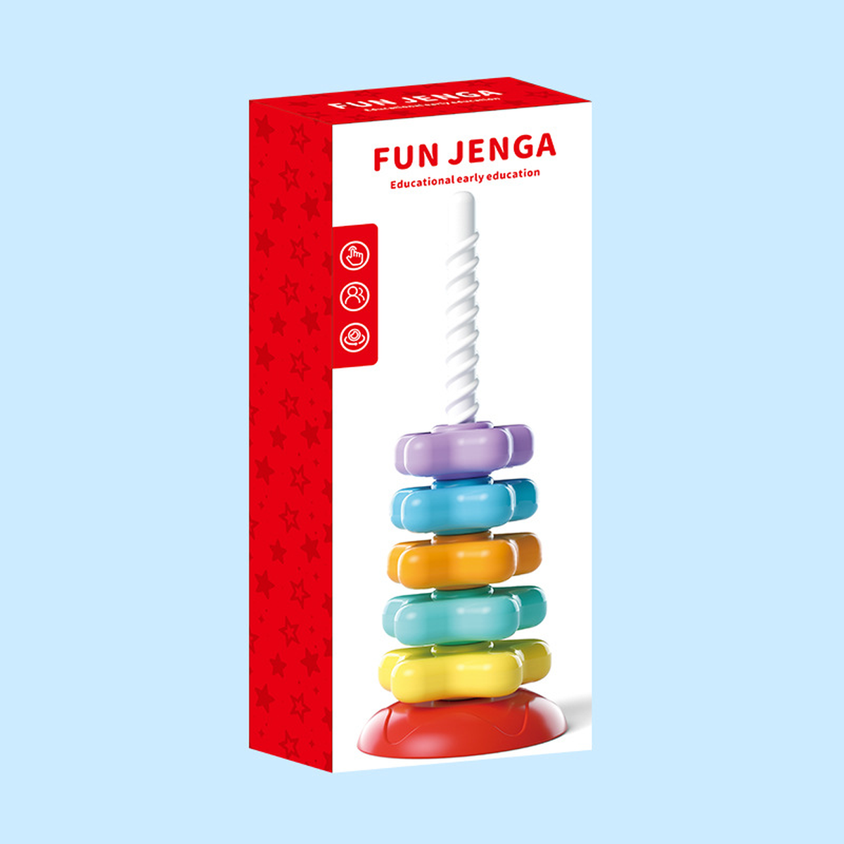 Rainbow Stacking Tower Toy with 5 Spiralling Rotating Rings