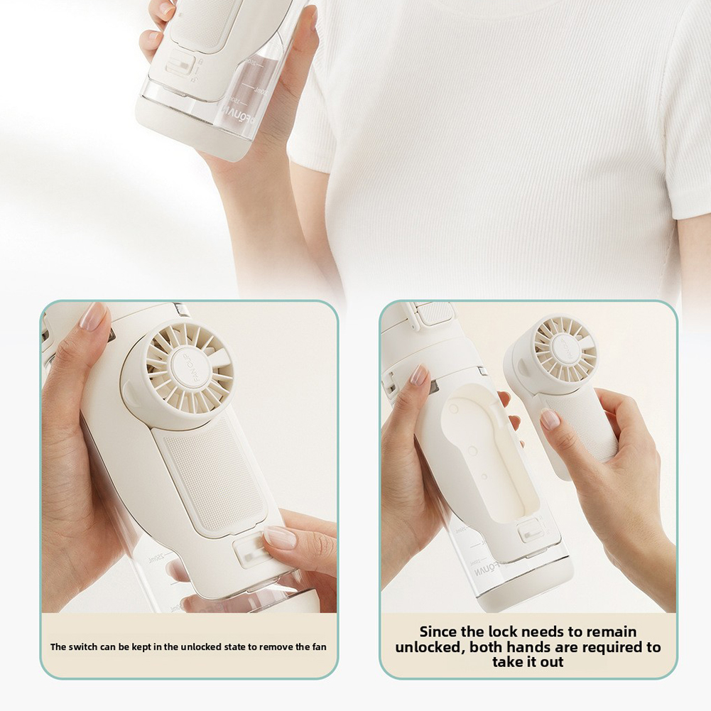 Fan Water Bottle with Built-In Misting Fan – 650ml 4 Colors