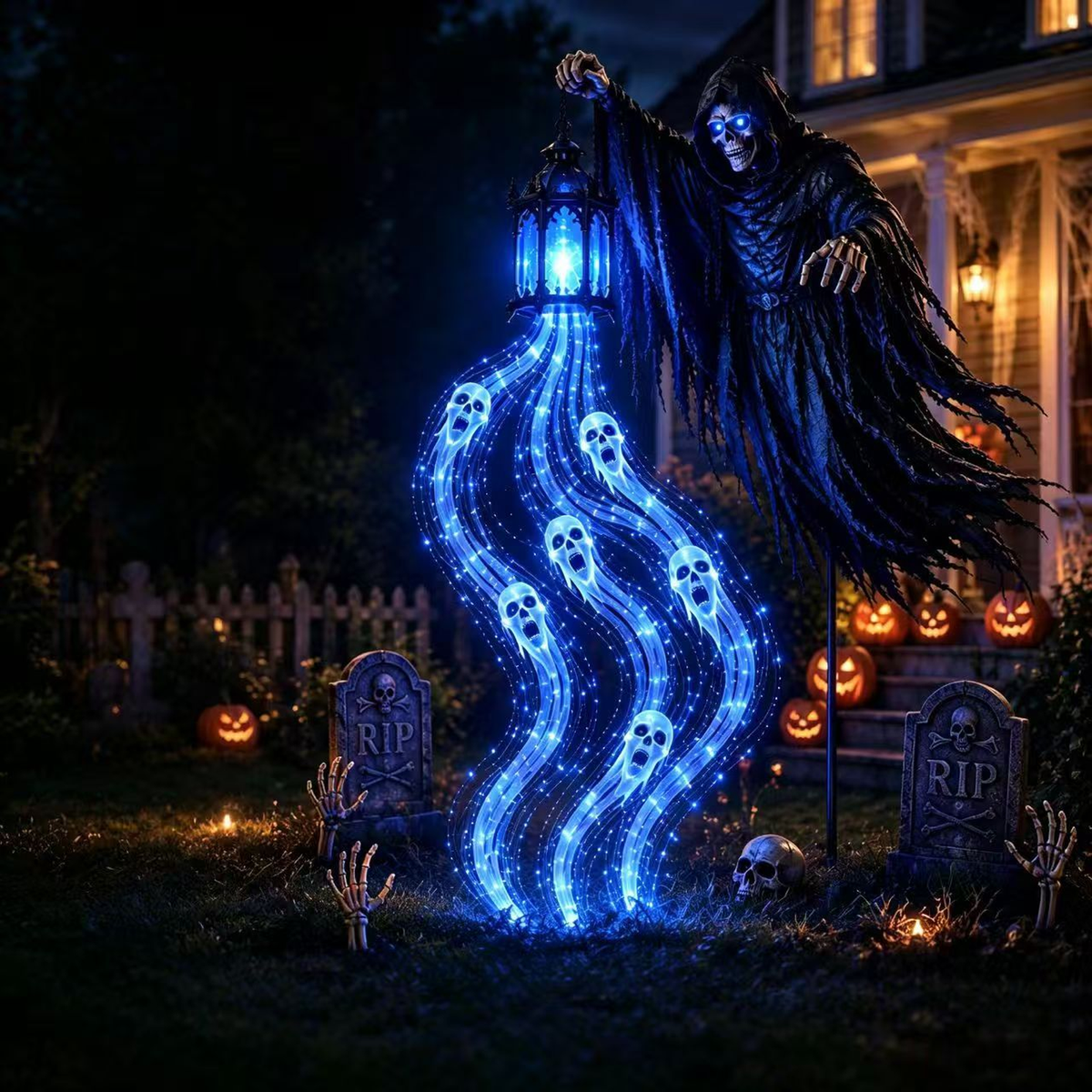 Light-Up Reaper Lantern for Halloween Hanging Decorations