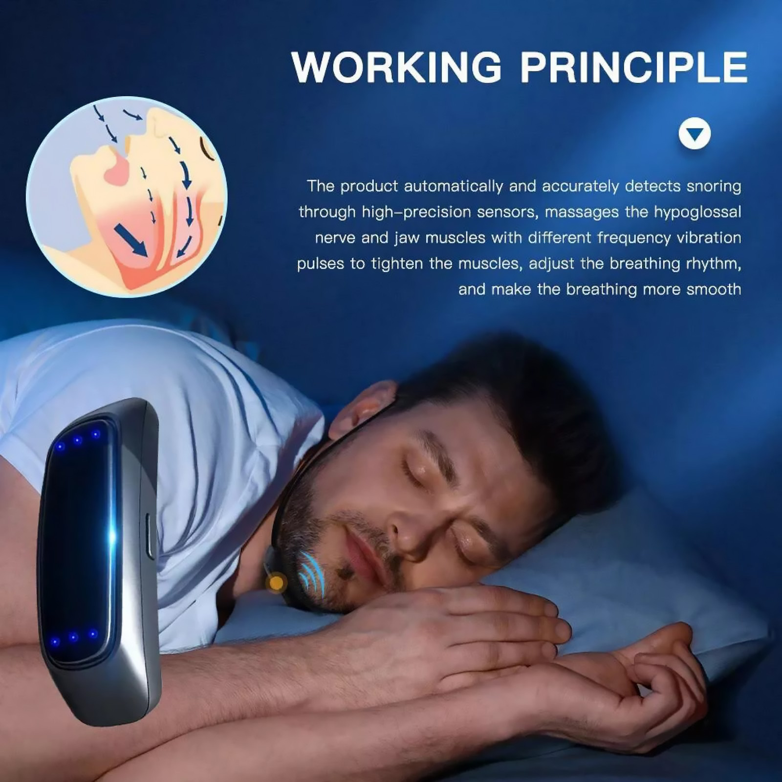 Throat Pulse Sleep Aid Wearable Device for Snoring Relief