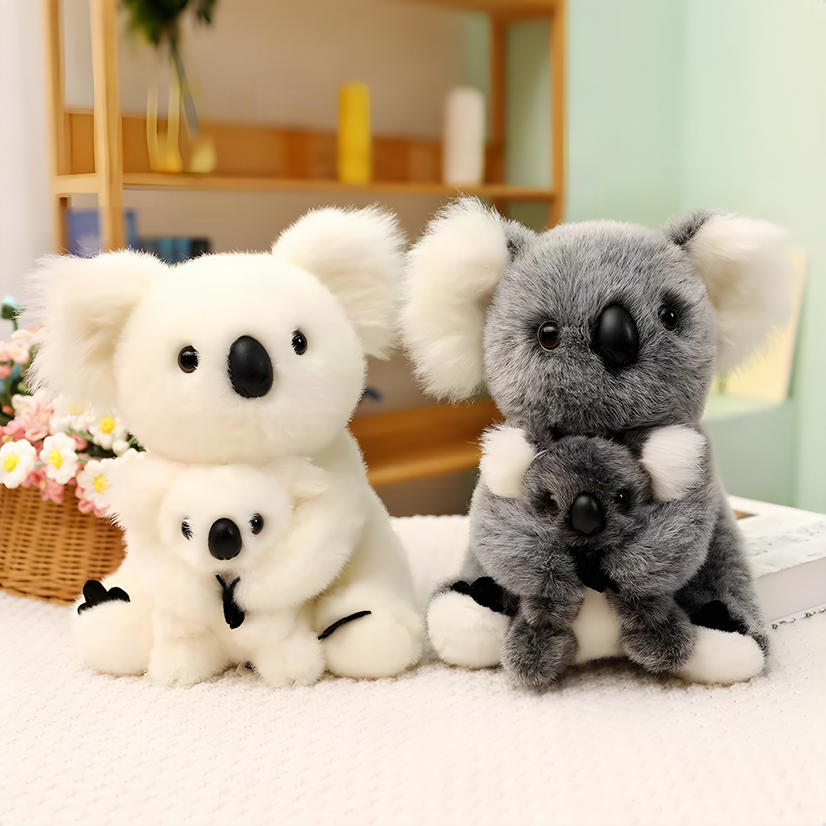 Koala Plush Toy in Gray or White with Four Size Options