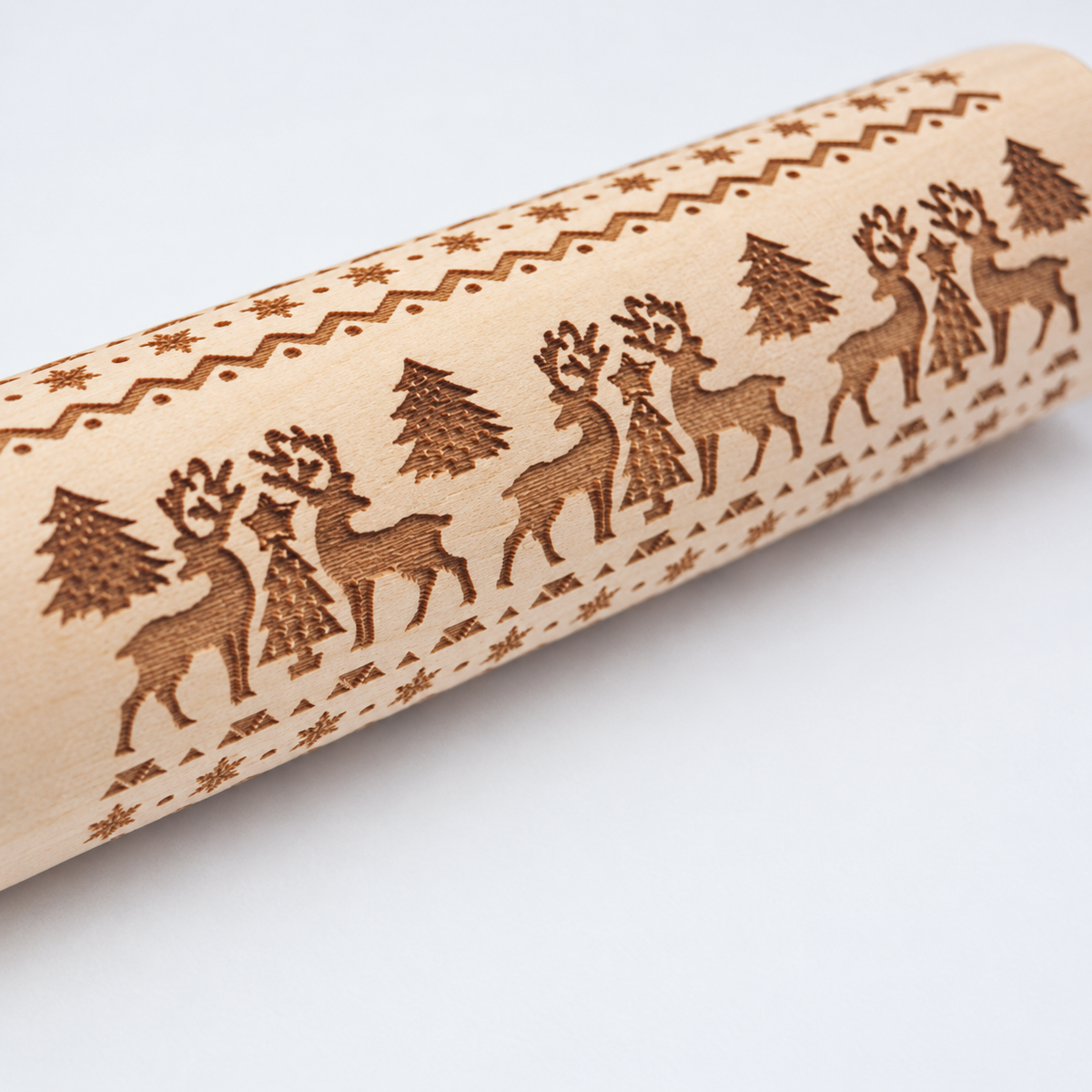 Engraved Wooden Christmas Cookie Rolling Pin, 34 or 42 cm