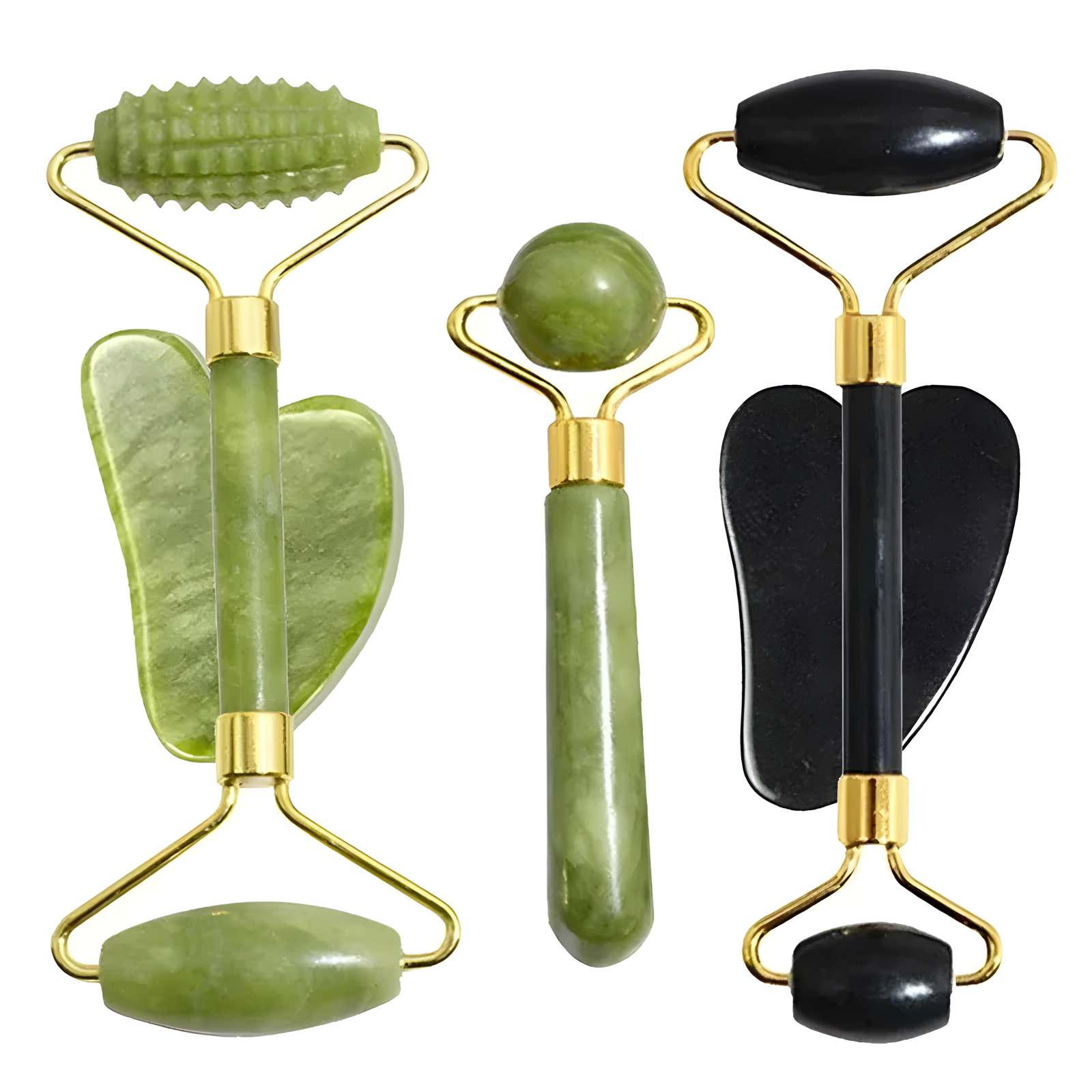 Jade Roller & Gua Sha Set - Green Stone Face Massager
