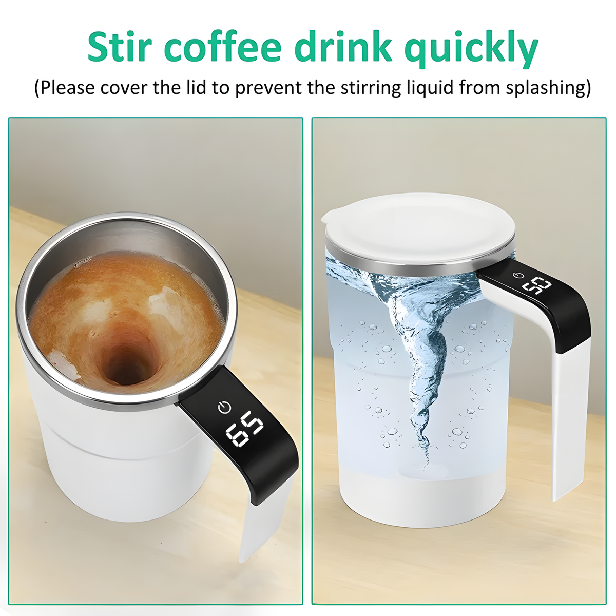 Automatic Magnetic Stirring Mug with Temperature Display