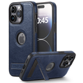 Leather-Texture iPhone 15 Pro Max Case with Fold-Out Stand