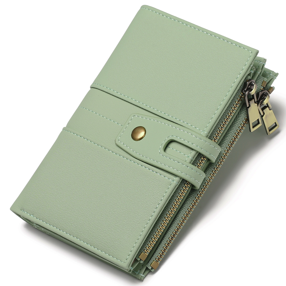 Dual-Zip Long Wallet with Snap Tab and Card Windows