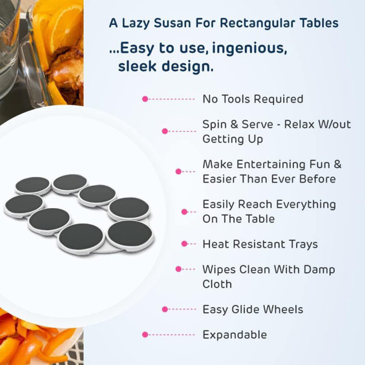 Expandable 8-Tray Lazy Susan Rotating Dining Table Organizer
