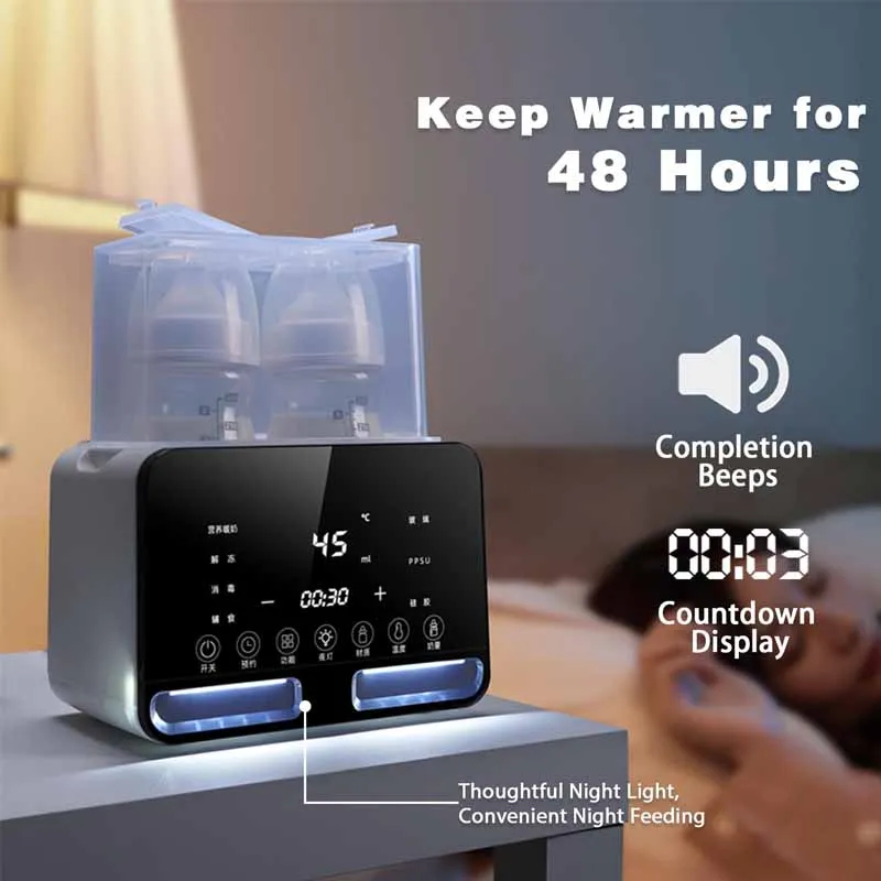 Digital Dual Baby Bottle Warmer with Steam Function