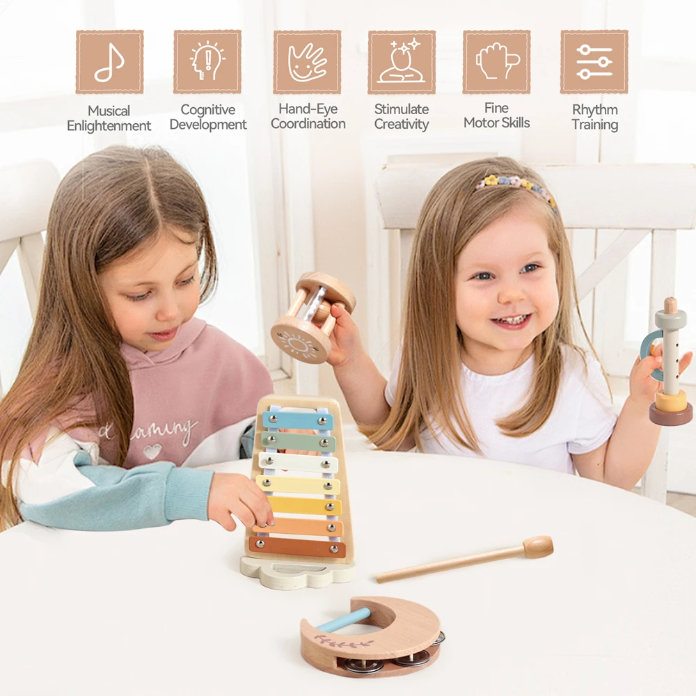 Wooden Musical Toy Set for Rhythm Play and Early Learning