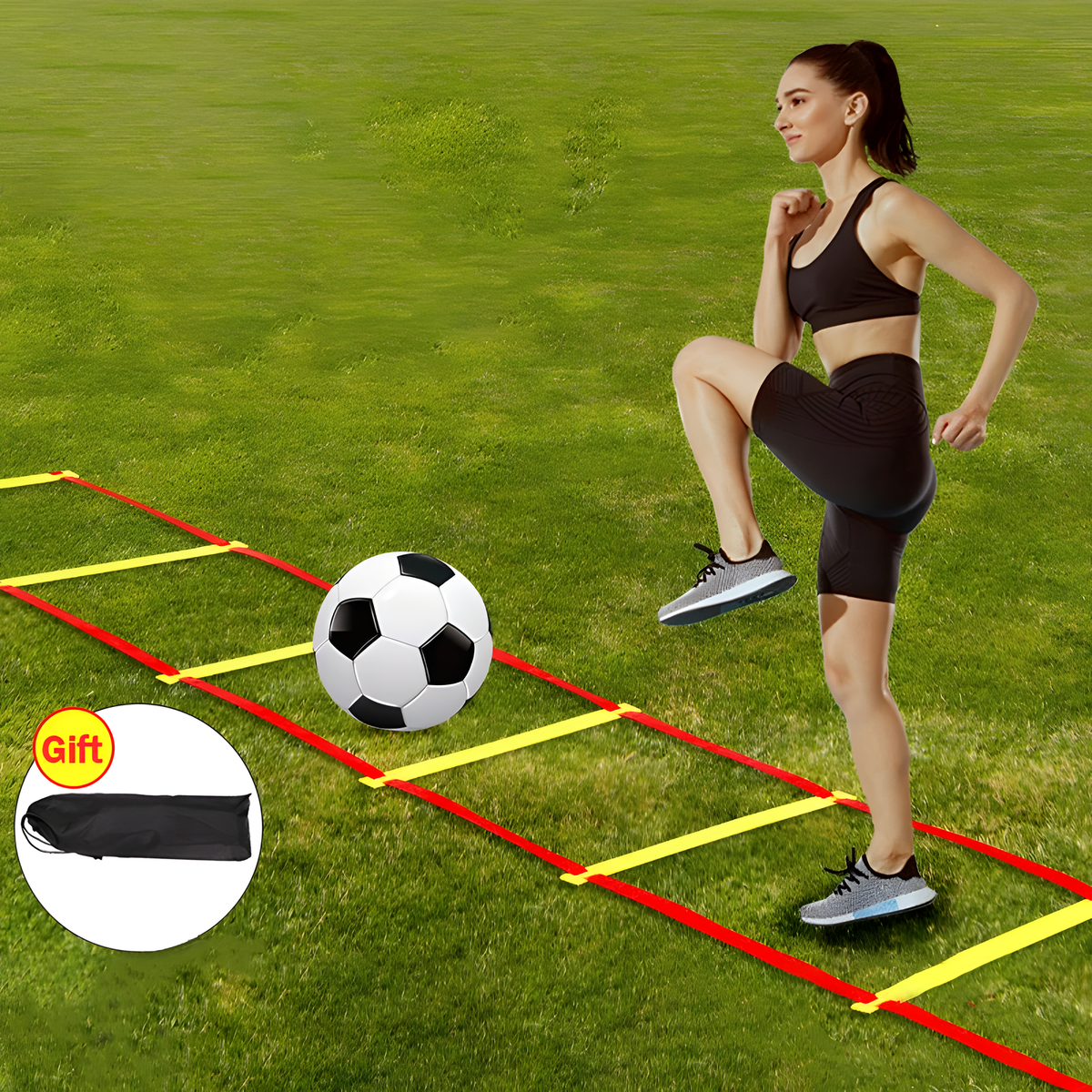 Portable Agility Training Ladder for Soccer and Footwork Drills