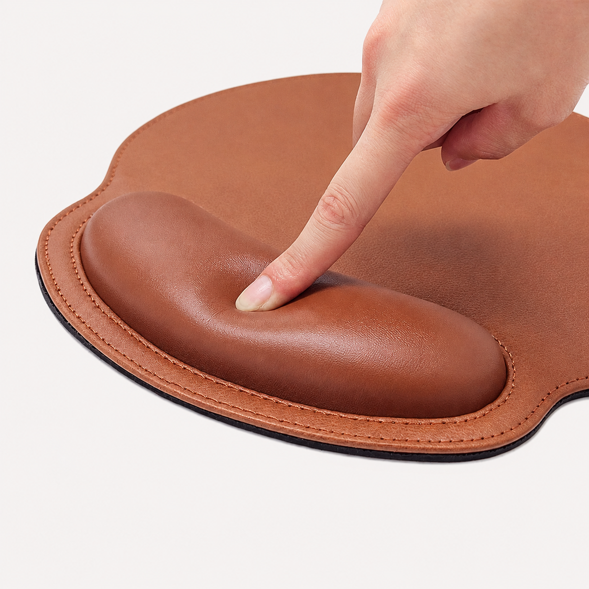 Stitched PU Mouse Pad with Integrated Padded Wrist Rest