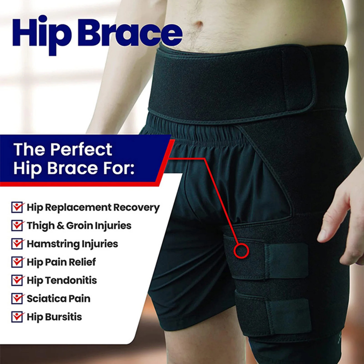 Adjustable Hip and Groin Support Wrap with Waist and Thigh Straps