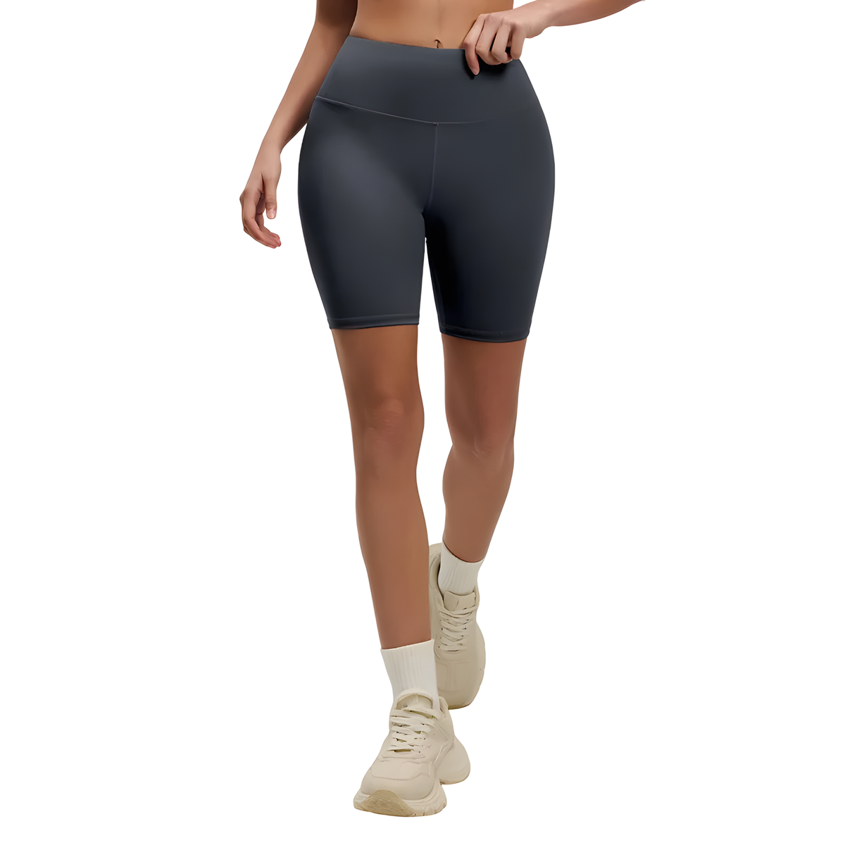 Women's High-Waist Fitted Workout Shorts with Wide Waistband