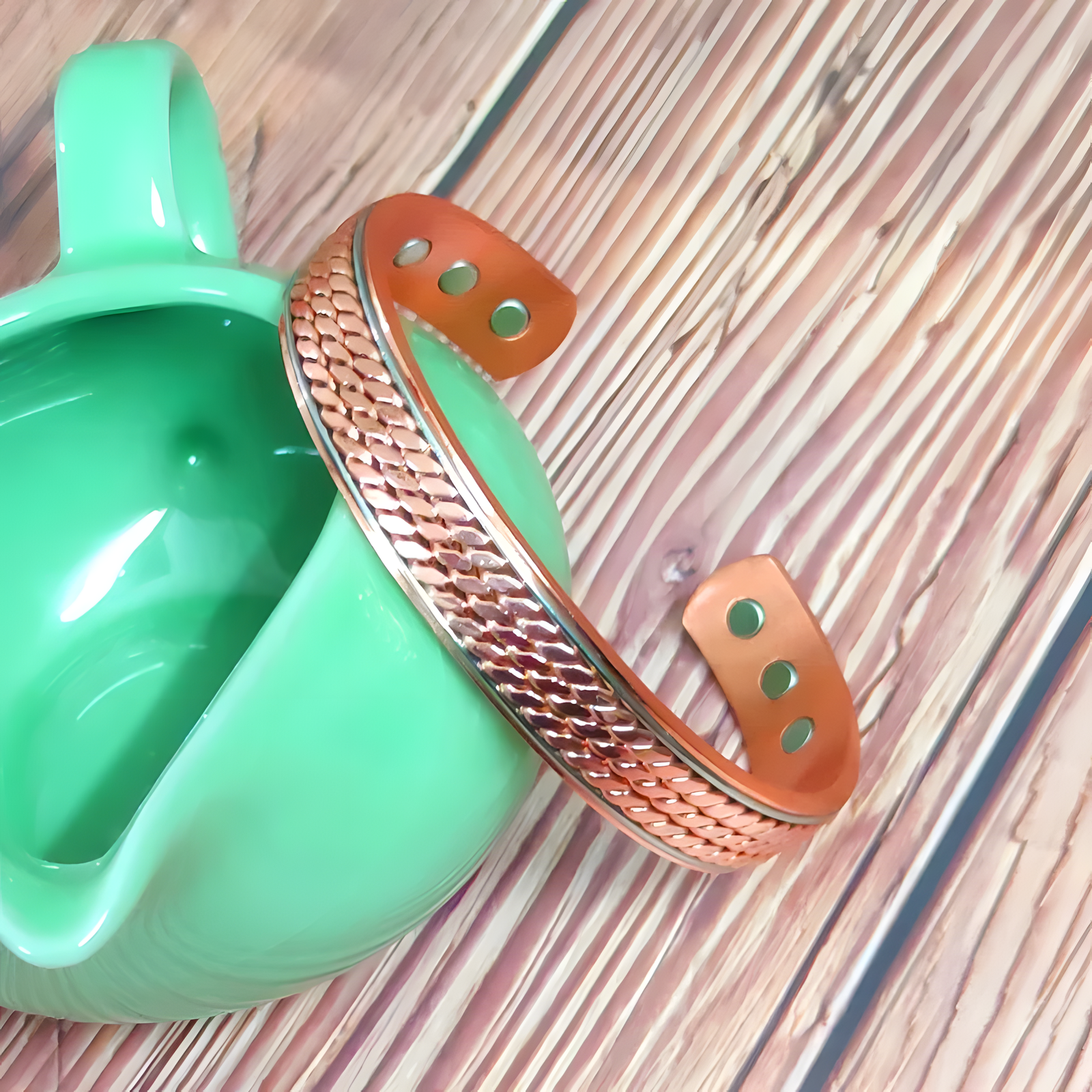 Adjustable Copper Ring & Bracelet Set Fashion Jewelry CR CB