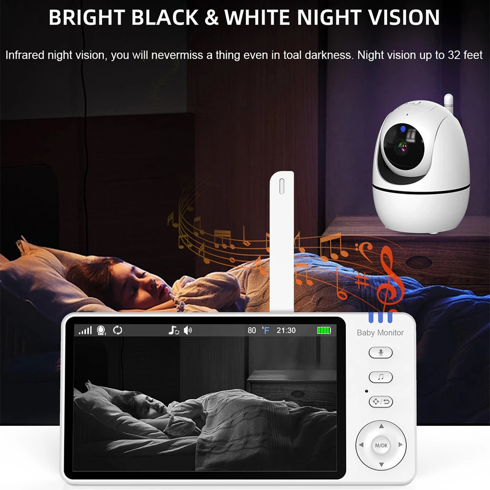 5-Inch Video Baby Monitor with Camera and Parent Display