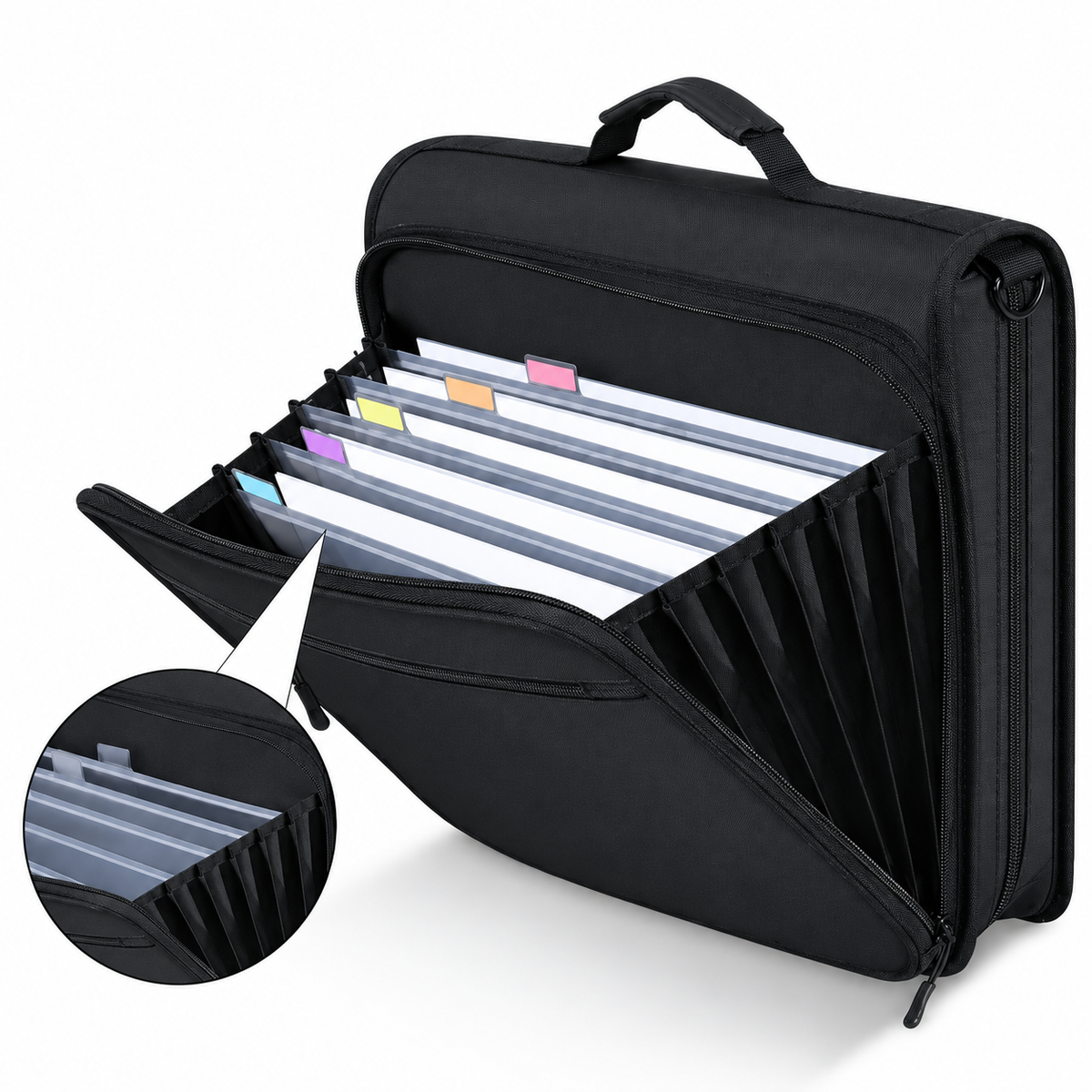 Oxford Document Organizer Bag with File Dividers and Ring Binder