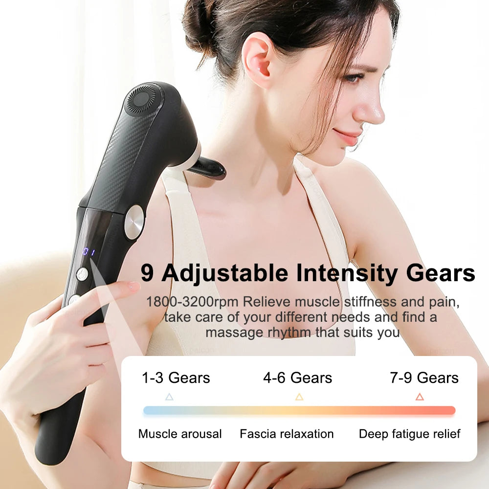 Fascia Massage Gun with Extension Handle - 9-Speed Deep Tissue Relief
