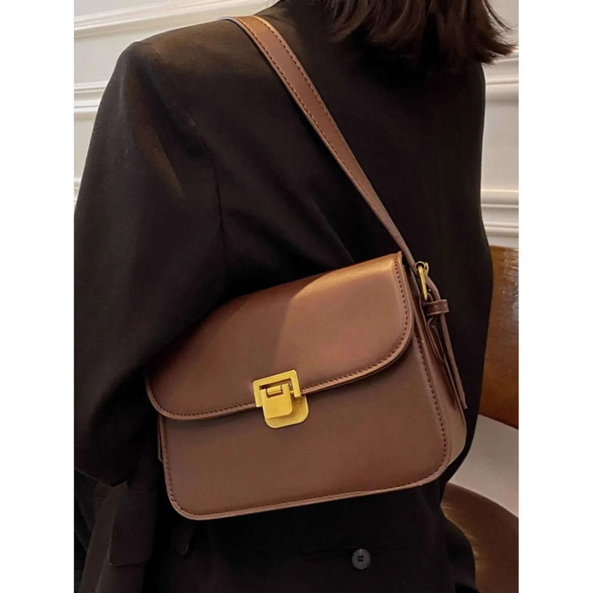 Structured Small Crossbody Bag with Flap and Slim Strap