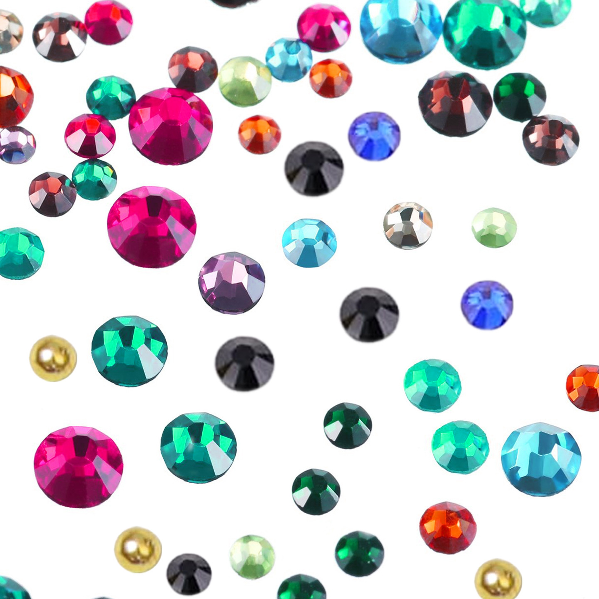 Resin Nail Rhinestones, Round Gems in a 24-Grid Storage Box