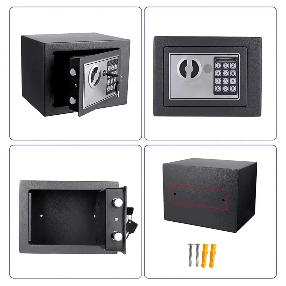 Compact Electronic Keypad Safe, Steel Box and Key Override