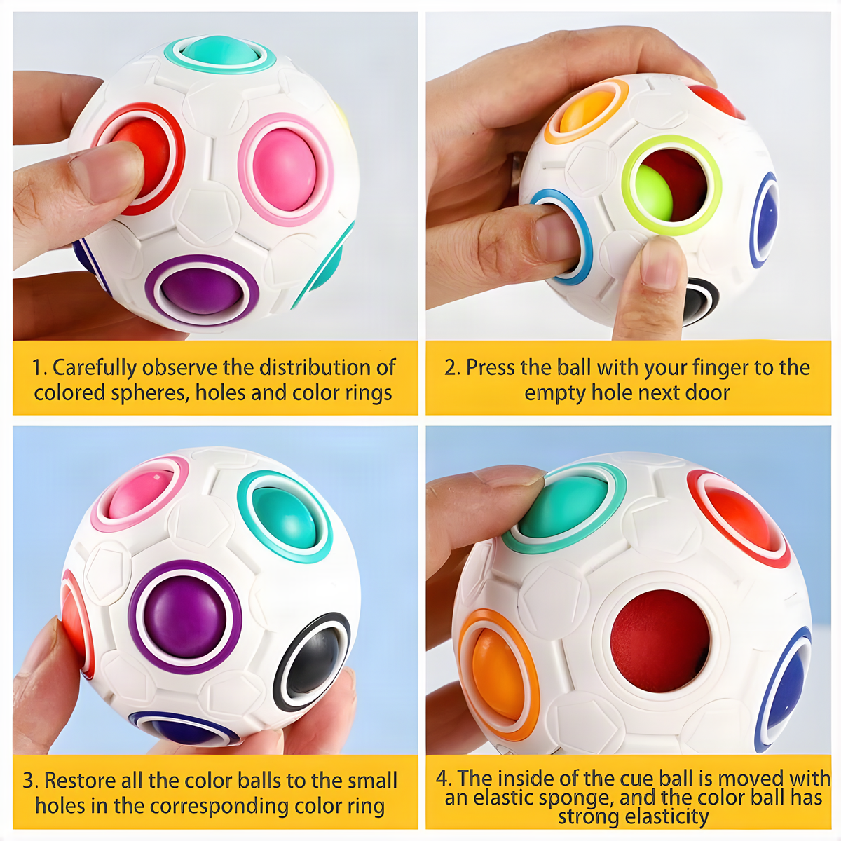 Rainbow Puzzle Ball Color-Matching Sliding Challenge, 7 cm