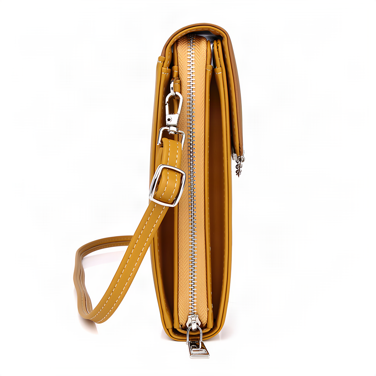 Compact Crossbody Phone Wallet with Strap and Flap Closure