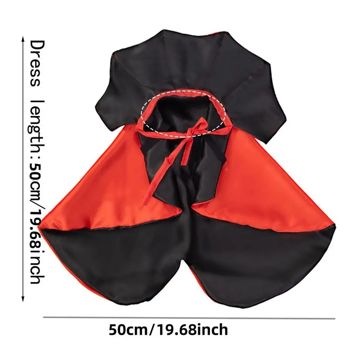 Red and Black Pet Vampire Cape with High Collar for Halloween