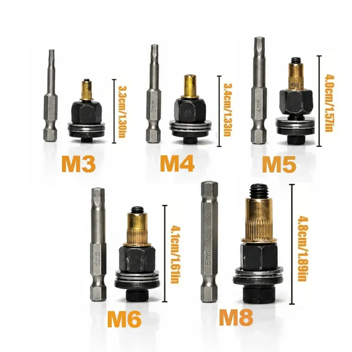 60-Piece Rivet Nut Setting Kit with M3–M8 Inserts and Case