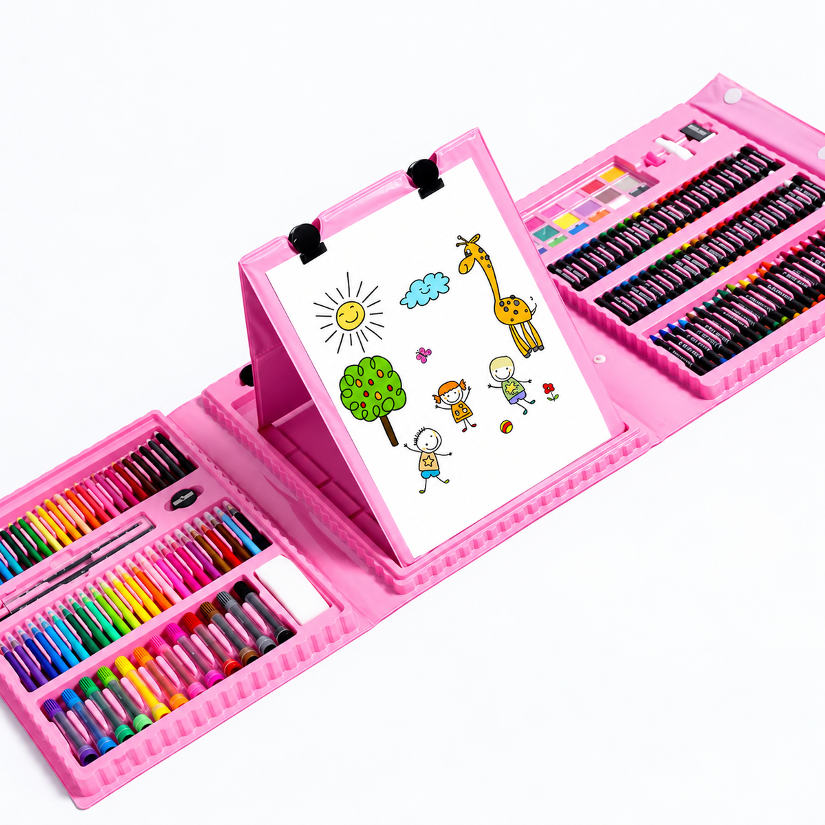 208-Piece Kids Art Set, Folding Supply Case and Drawing Boards