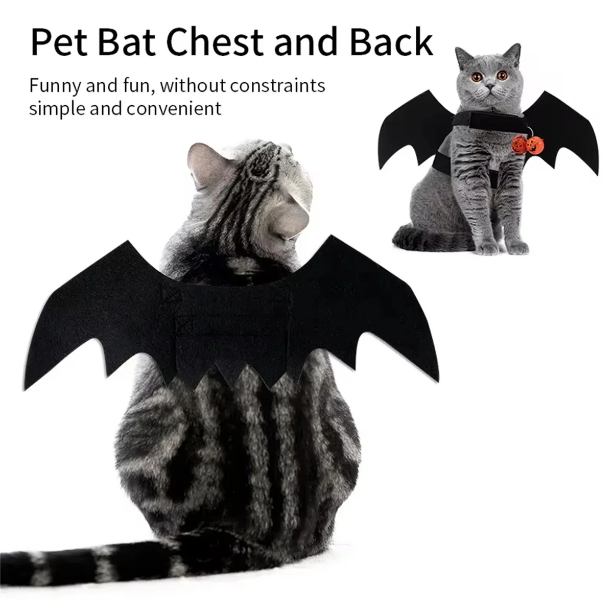 Black Felt Pet Bat Wings for Halloween Photos, 45 x 16 cm