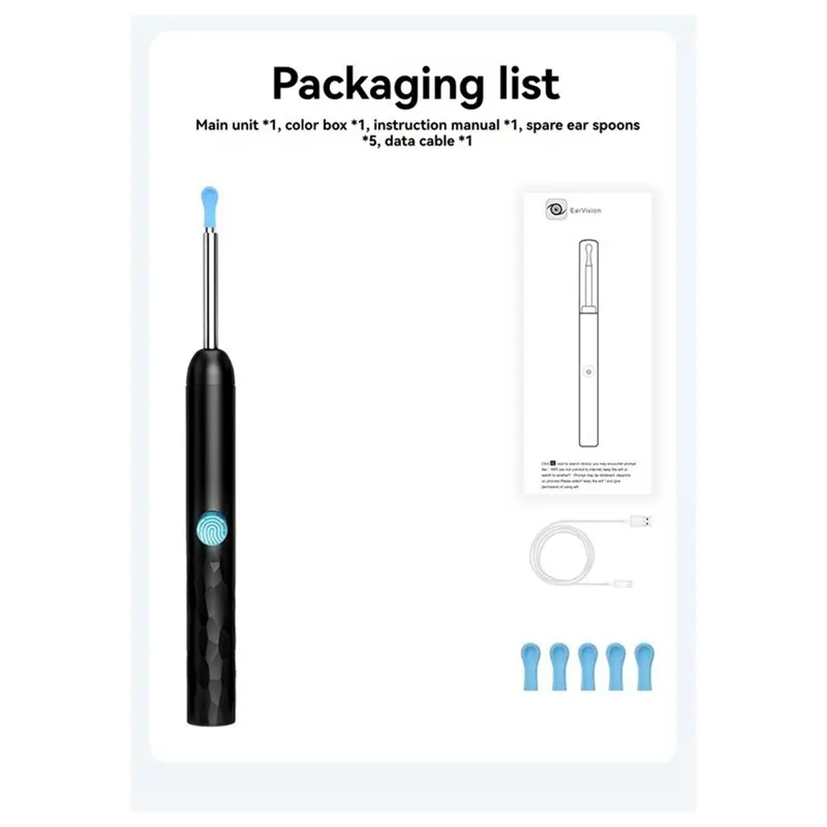 Illuminated Visual Ear Cleaning Tool Set with Interchangeable Tips