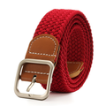 Elastic Braided Belt with Adjustable Square Metal Buckle