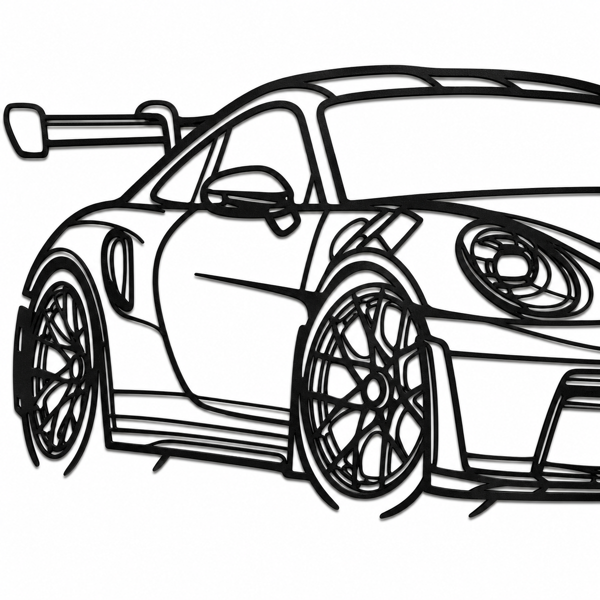 Black Metal Sports Car Outline Wall Art, 30 x 12 cm Decor