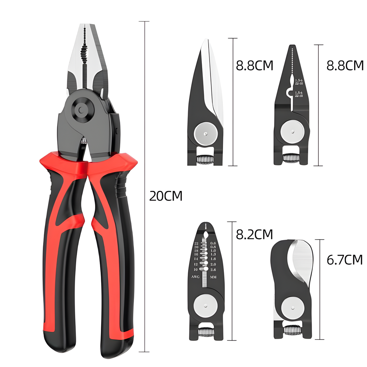 Five-Head Interchangeable Pliers Kit with Storage Case