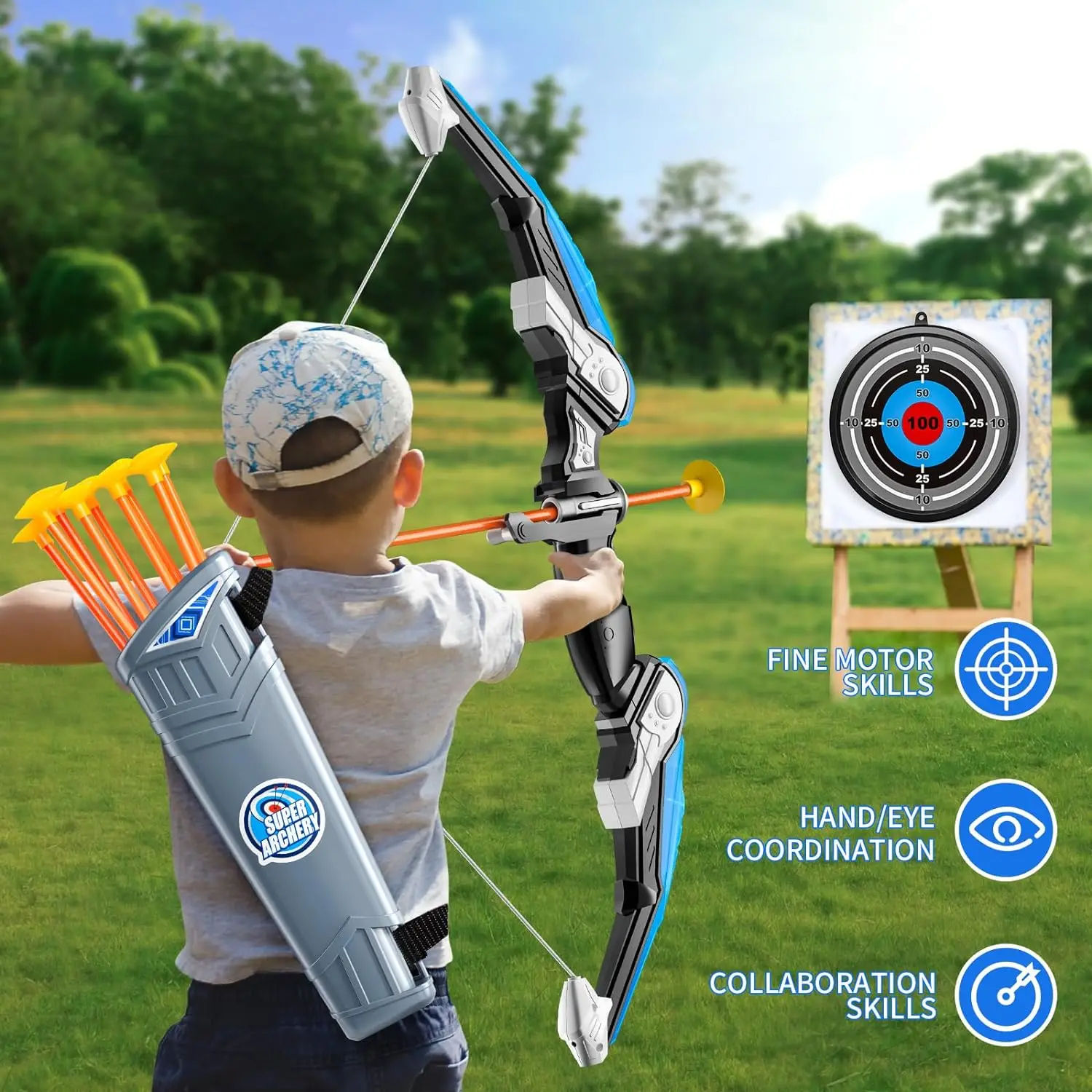 Kids Light-Up Bow and Arrow Set – 10 or 20 Soft Arrows